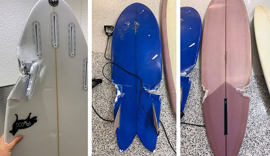 Broken surfboards