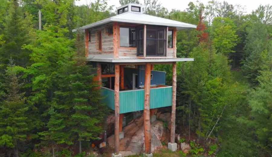 This Tiny Tree House Home Was Built With Reclaimed Materials Collected Over a Lifetime