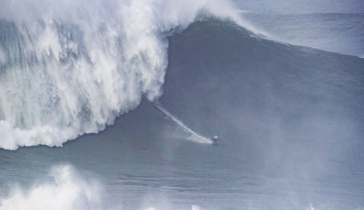 Maya Gabeira sets the biggest wave world record at Nazare on February 11, 2020. Photo: Damien Poullenot/WSL