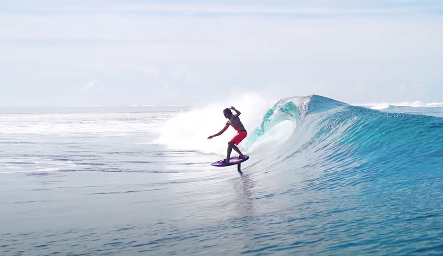 Kai Lenny foiling in French Polynesia