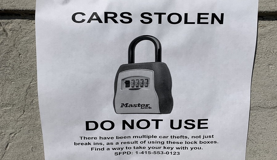 masterlock cars stolen do not use sign