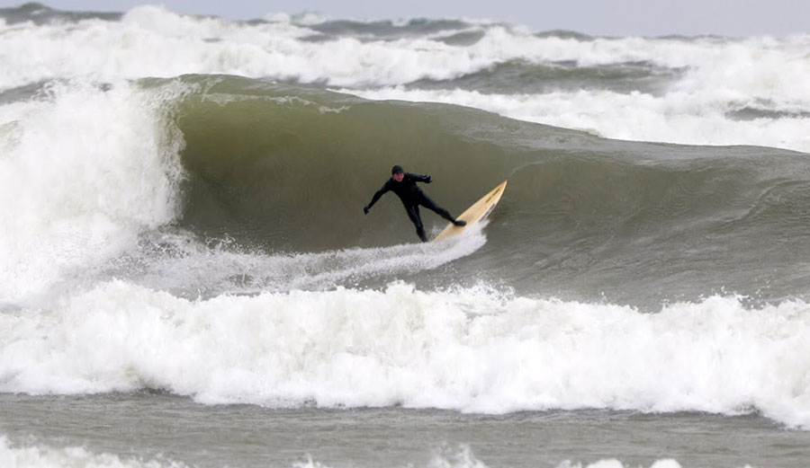 Ben Gravy surfing in Lake Ontario