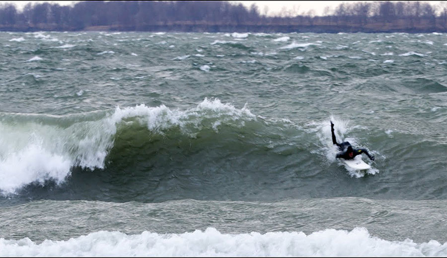 Ben Gravy surfing in Lake Ontario
