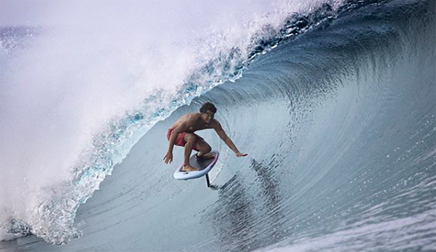 Matahi Drollet Barreled While Foil Surfing