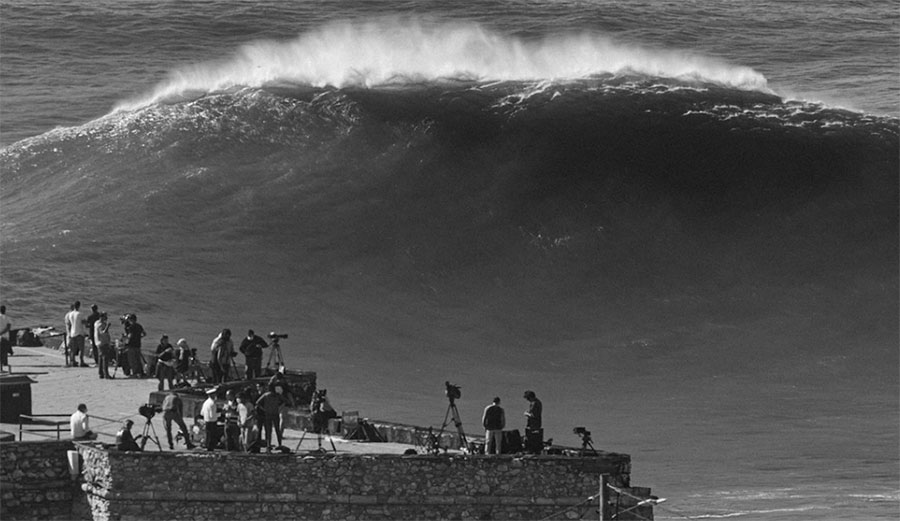 Nazare big wave surfing spectators