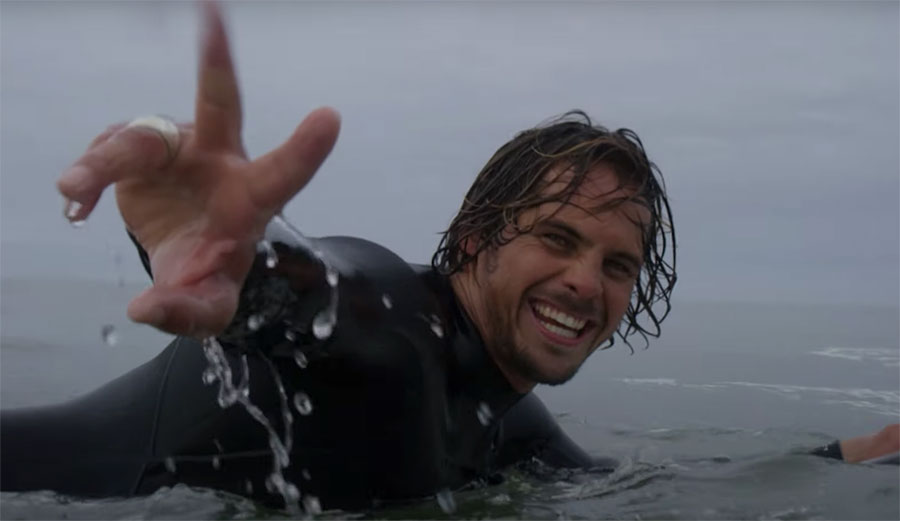 Nic von Rupp surfing and smiling in Portugal