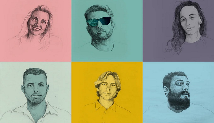 Portraits from On Surfing: Leila Hurst, Justin Quintal, Mariah Ernst, Jordan Blumetti, Devon Howard, and Ashton Goggans