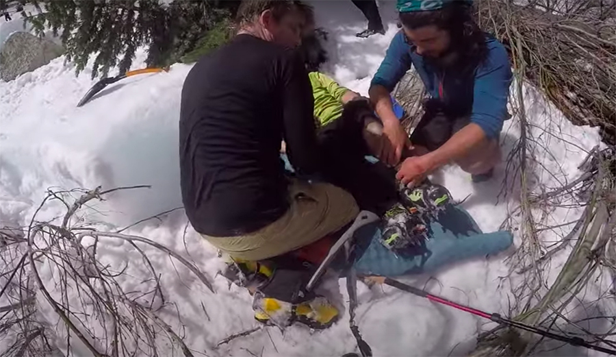 A men is rescued after avalanche on Mt. Whitney