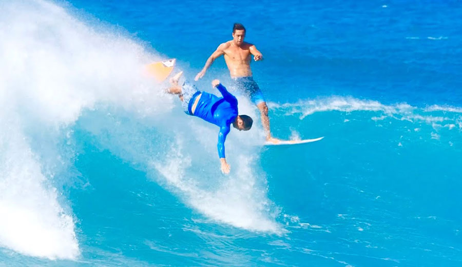 Eli Olson hitting another surfer at Rocky Point