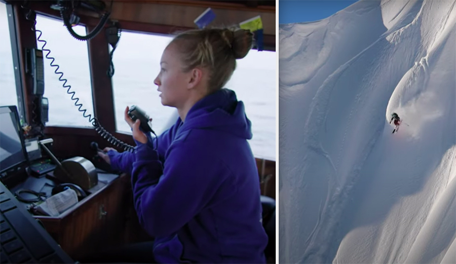 McKenna Peterson in her fishing boat and skiing