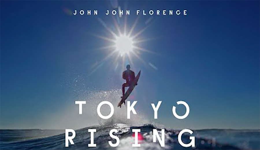 John John Florence surfing on movie cover for 'Tokyo Rising'