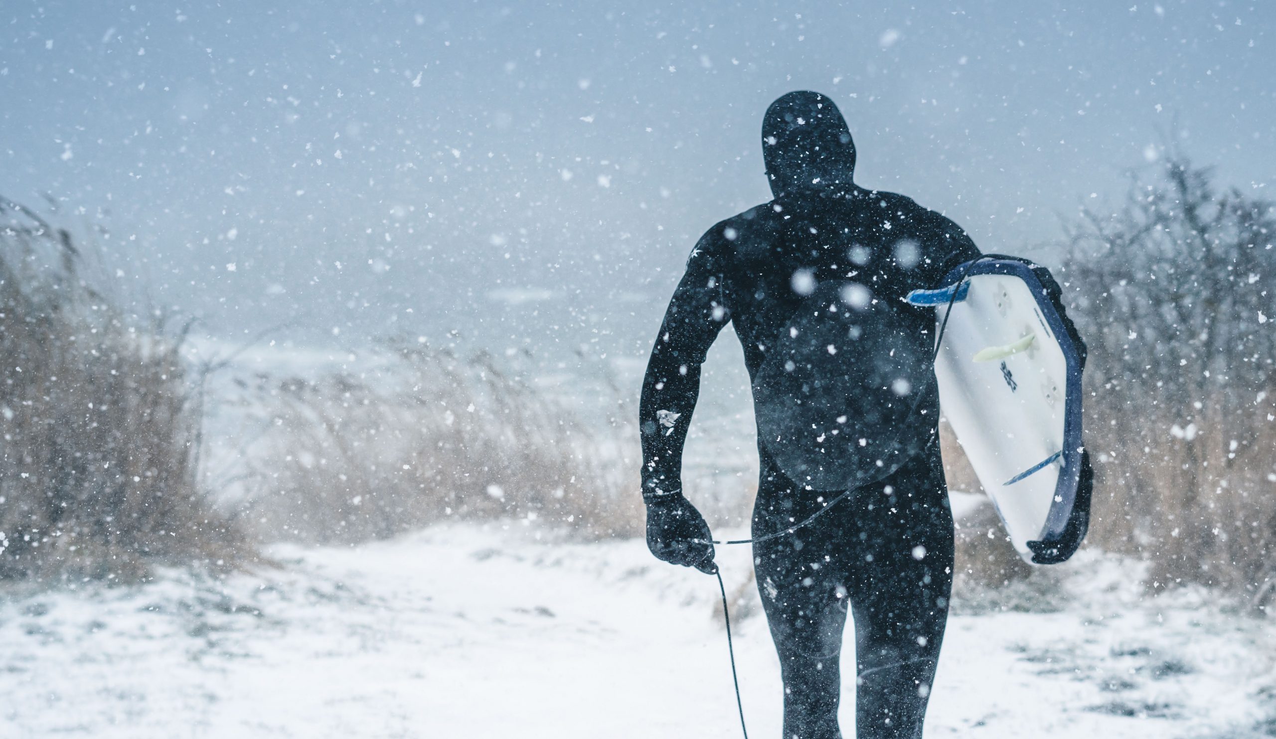 Winter Surfer and Snow