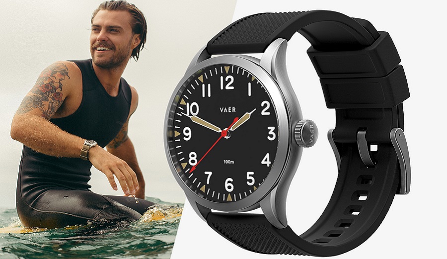 Surfer Wearing a VAER Standard Issue Watch S5