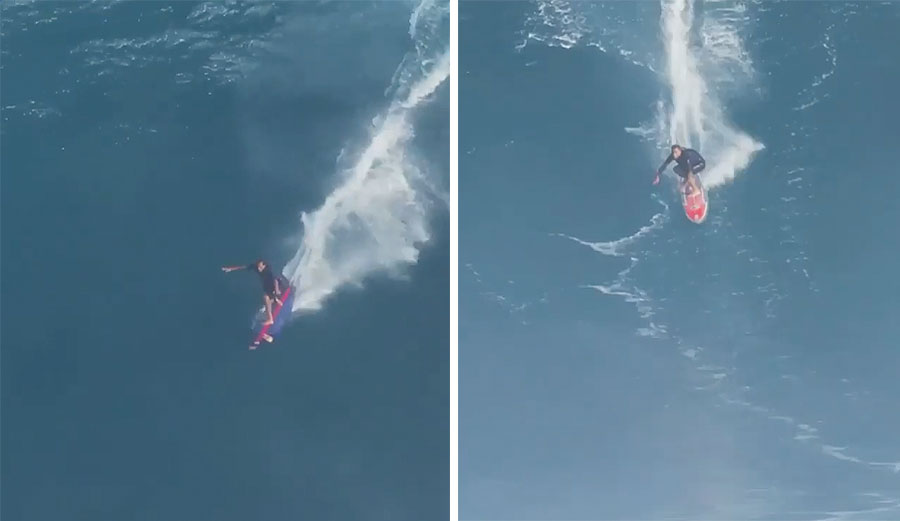 Billy Kemper and Kai Lenny surfing at Jaws