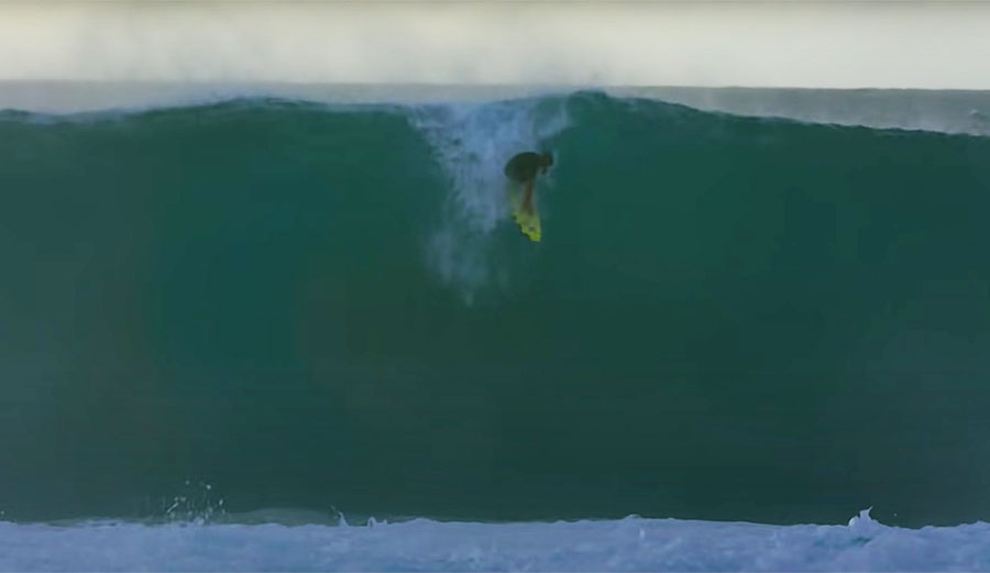 Koa Rothman surfing at Pipeline