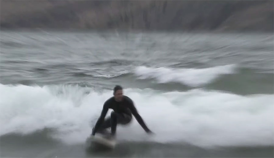Surfer in a lake in British Columbia