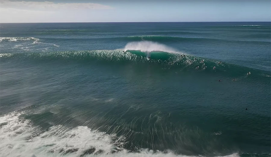 Mark Healey surfing a wave at Pipeline
