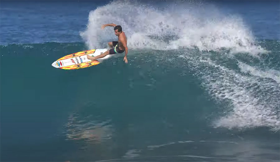 Mason Ho surfing at Rocky Point, North Shore Oahu
