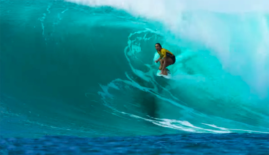 Carissa Moore in a barrel at Honolua Bay, Maui