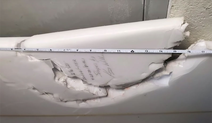 Surfboard bitten by shark at Honolua Bay