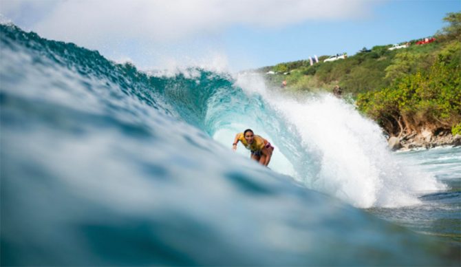 Carissa Moore in the barrel at Honolua Bay