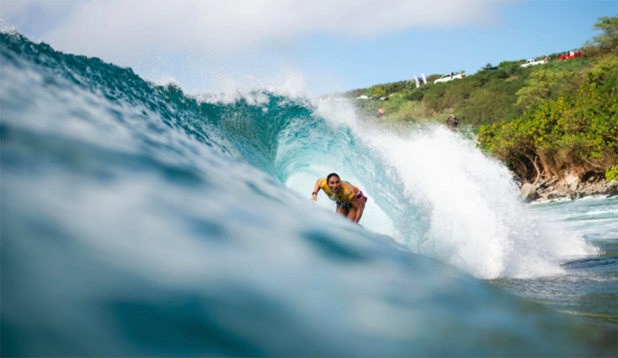 Carissa Moore in the barrel at Honolua Bay
