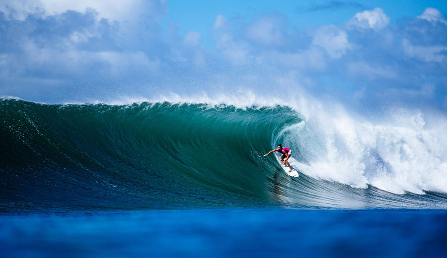 Malia Manuel surfing at Honolua Bay
