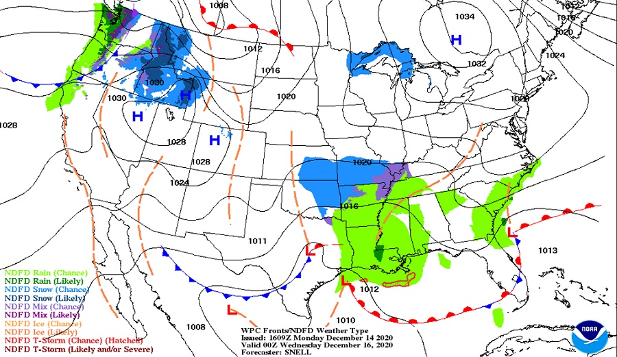 NOAA US forecast for Wednesday December 15