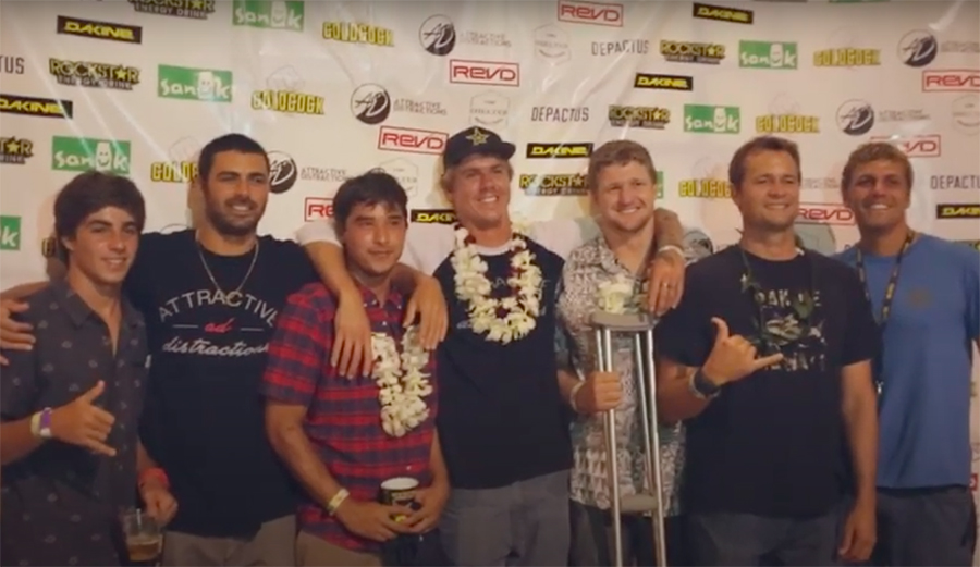 Albe Layer, and friends at a surf movie premiere