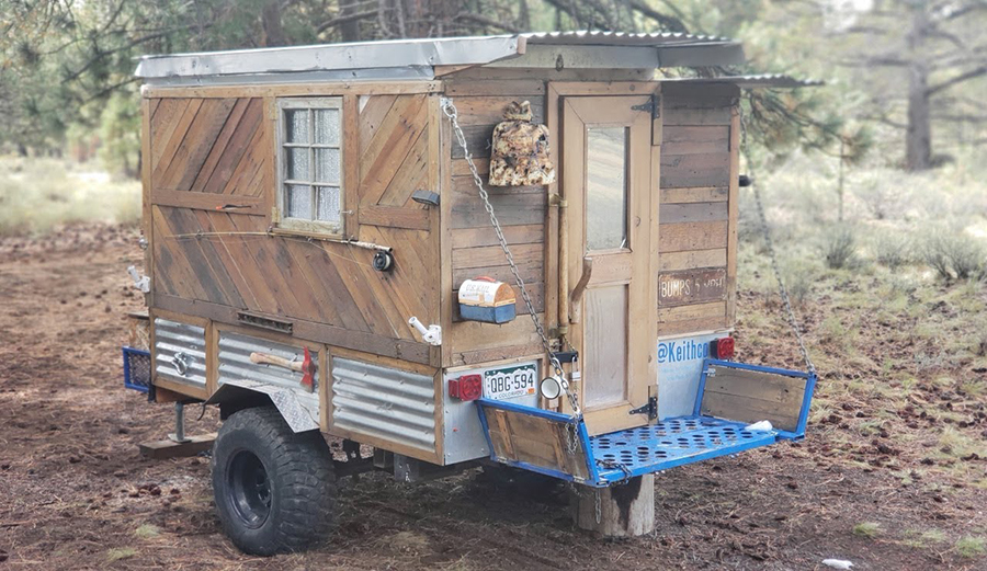 A tiny home on a trailer