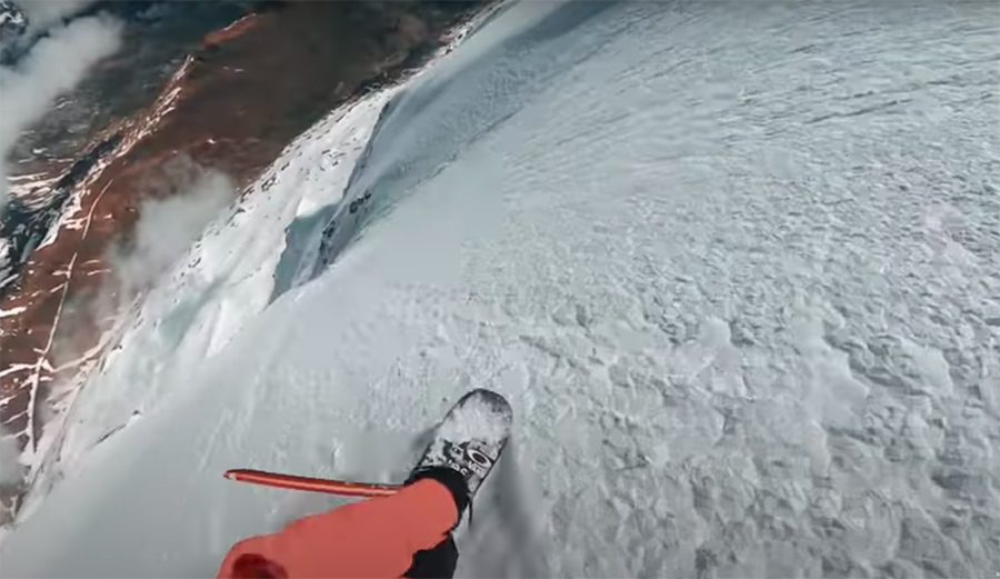 Victor de Le Rue during a first descent in the Pyrenees