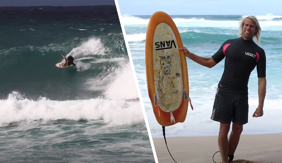 Dane Gudauskas with Donald Brink surfboard