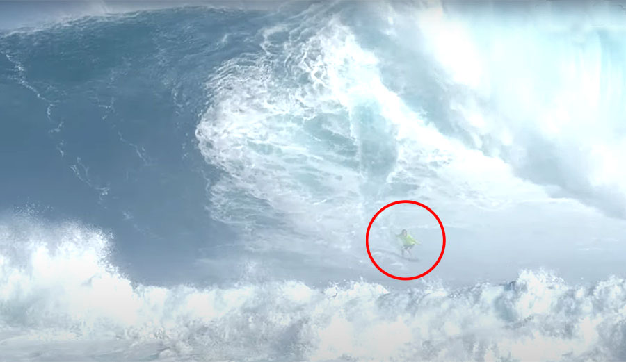 Brad Domke surfing jaws on Skimboard