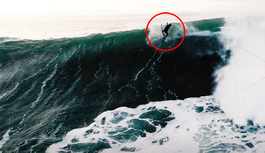 Kai Lenny pulling an air reverse at Maverick's