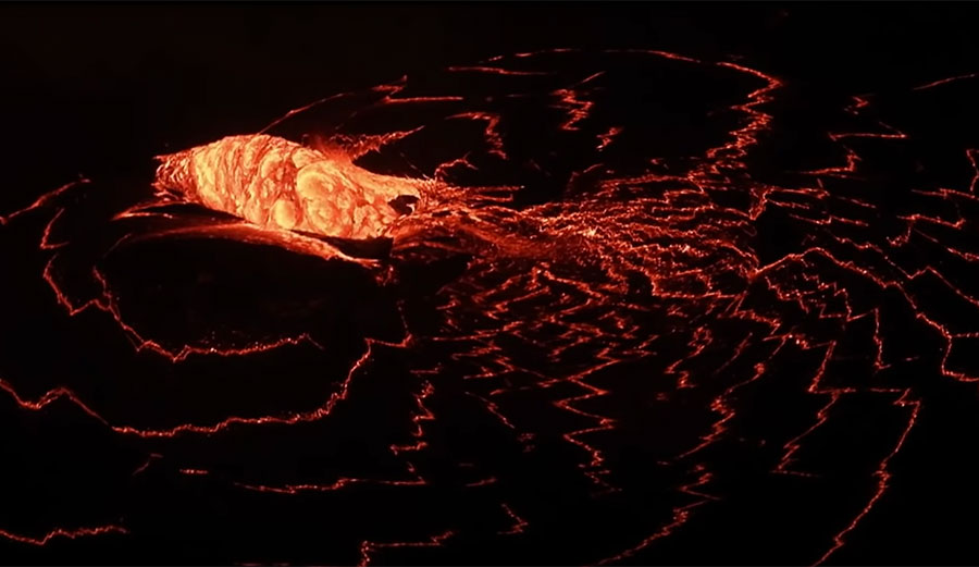 Lava dome in crater lake in Hawaii