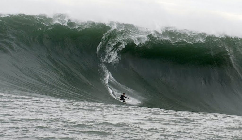 surfer on big wave at Maverick's