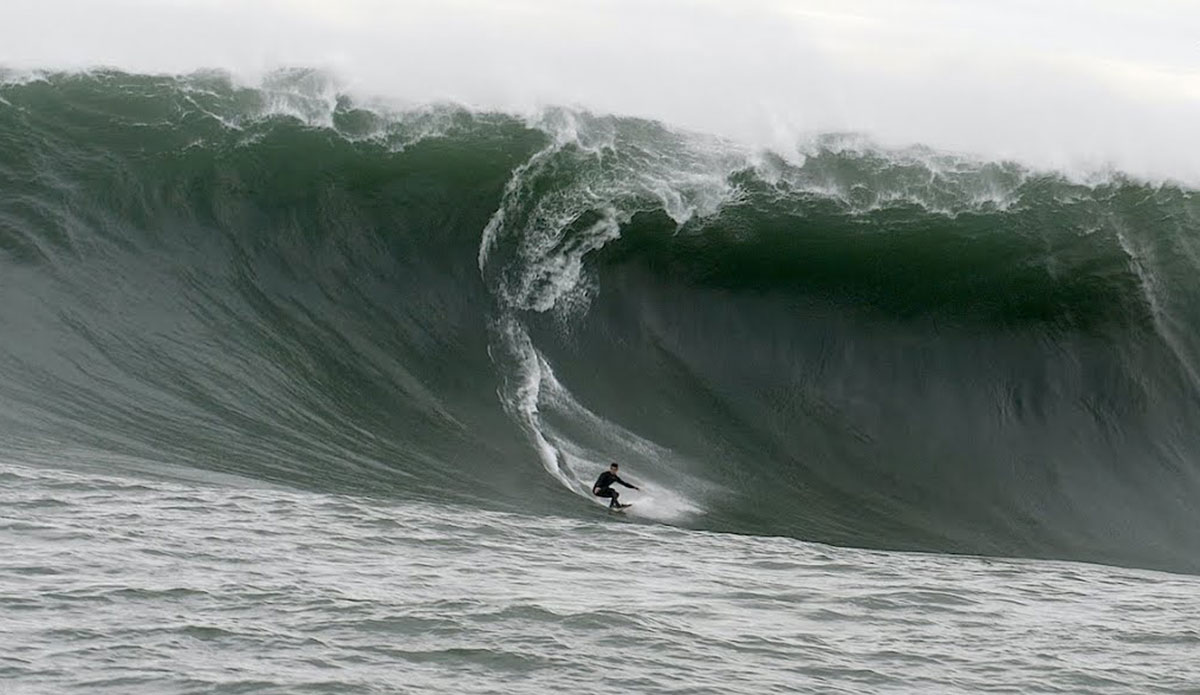 surfer on big wave at Maverick's