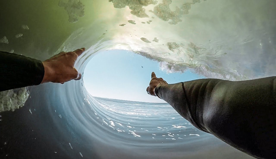 Koa Smith in the barrel at Skeleton Bay