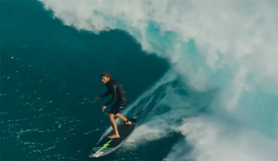 Nate Florence on a massive wave at Jaws