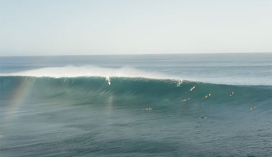 Mark Healey surfing outer reef in Hawaii