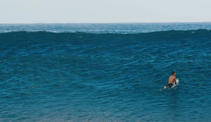 koa rothman on a wave at Pipeline
