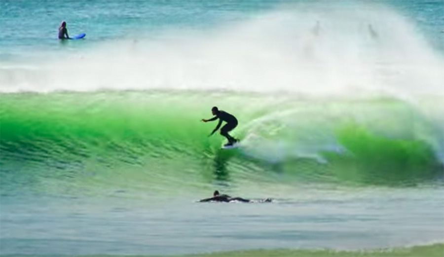 A surfer in the barrel at Rincon