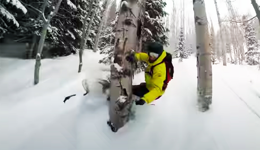 Snowboarder crashes in park city utah