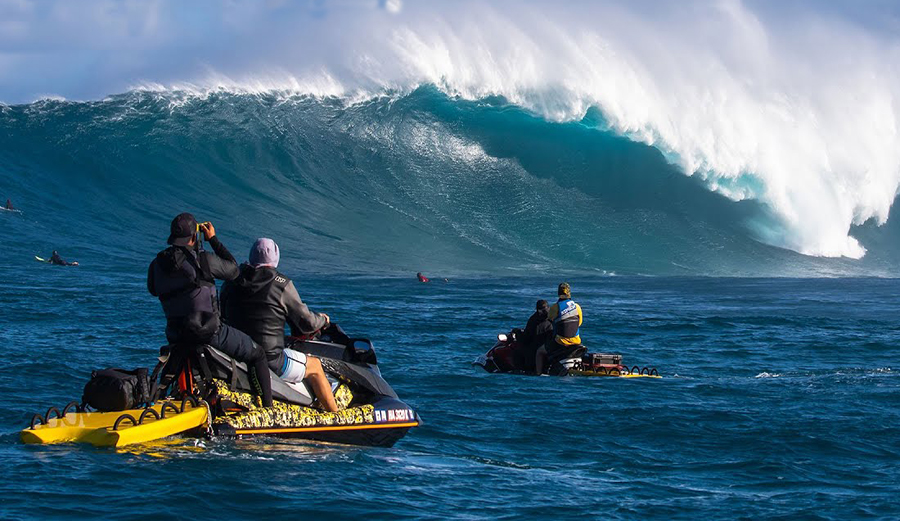 two surfing at Jaws (peahi) on Maui