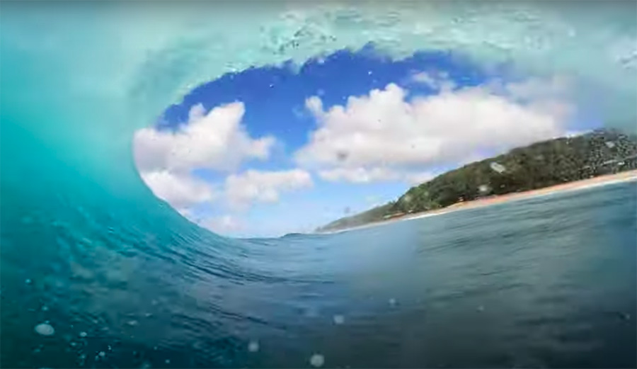 Nathan Florence in a barrel at Pipeline