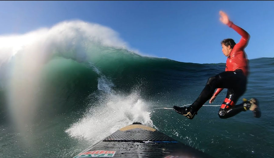 Kai Lenny surfing at Nazare