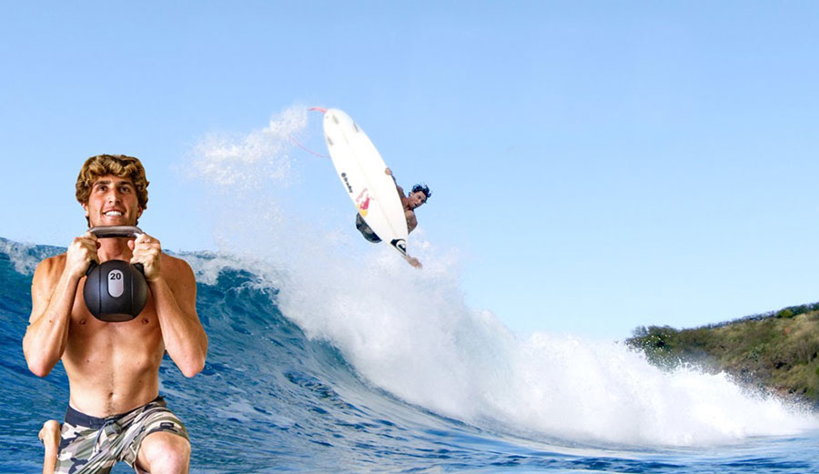 Leonardo Fioravanti working out and surfing