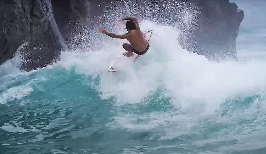 Mason Ho surfing at Mermaid Rock