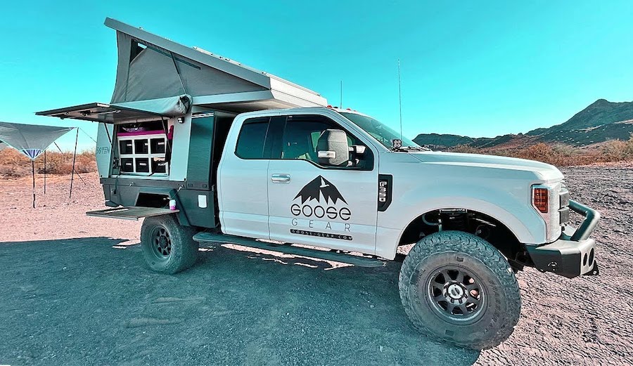 Truck with aluminum camper from Goose Gear