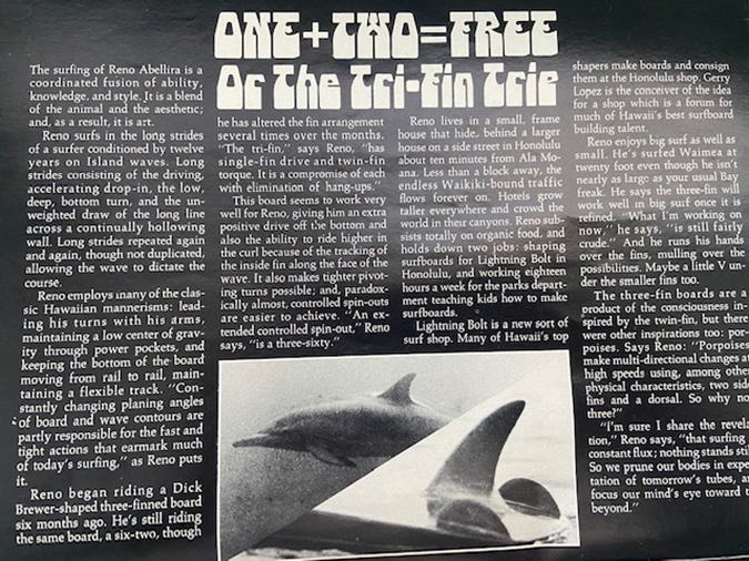 a story about thrusters in SURFER magazine